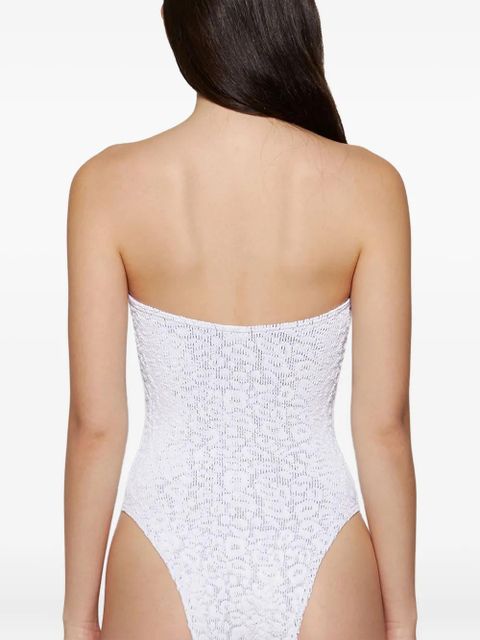 Bond-eye Fane leopard-print strapless swimsuit - White