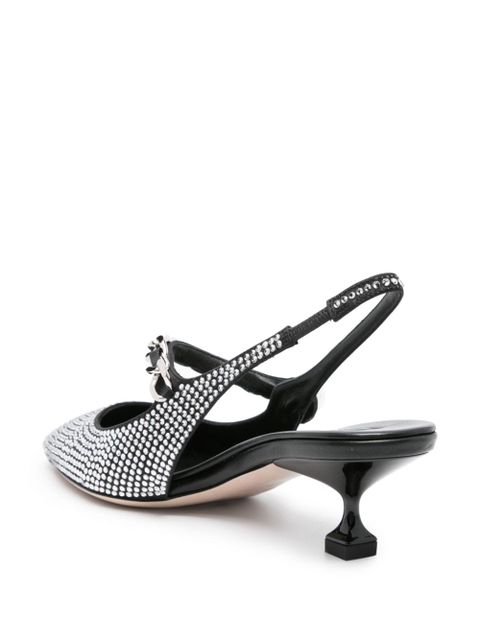 Miu Miu rhinestone-embellished pointed-toe pumps - Black