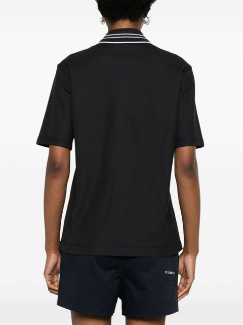 Moncler logo-patch cotton polo shirt - Black