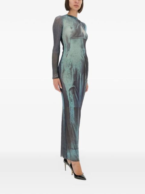 Jean Paul Gaultier long-sleeve print maxi dress - Blue - zdjęcie produktu nr 2