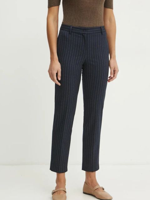 MAX&Co. spodnie damskie kolor granatowy fason cygaretki medium waist 2516131042200