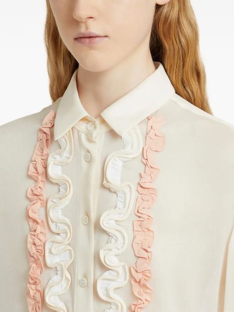 Marni ruffled long-sleeveS shirt - Neutrals