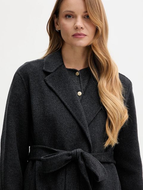 Tommy Hilfiger płaszcz z wełną kolor szary WW0WW47286