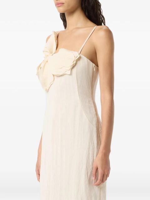 Blumarine butterfly-detail midi dress - Neutrals