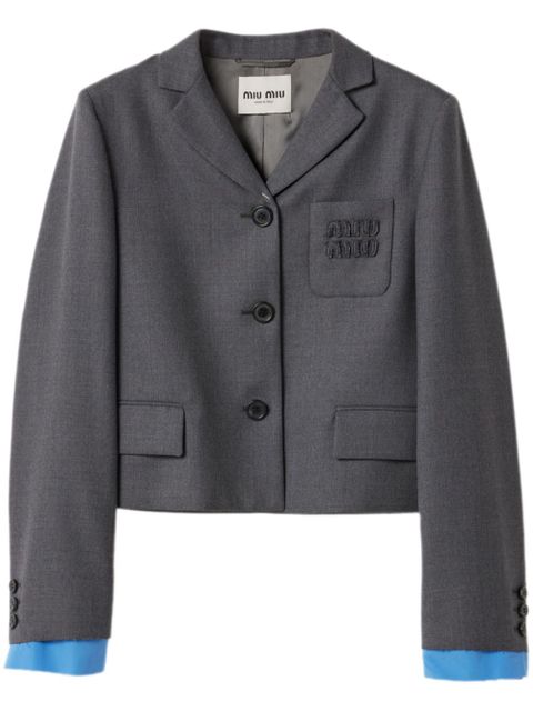 Miu Miu single-breasted cropped blazer - Grey - zdjęcie produktu nr 1
