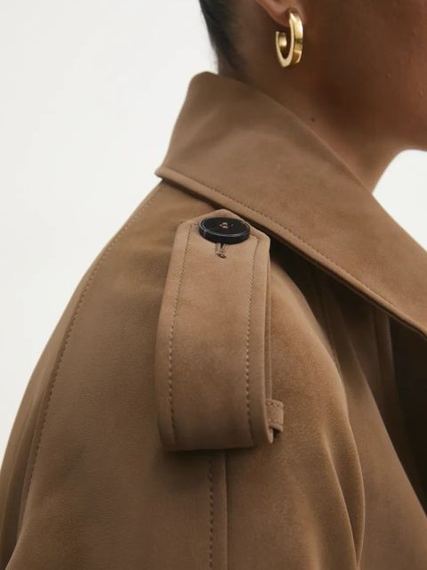 Answear.LAB płaszcz damski kolor brązowy przejściowy dwurzędowy