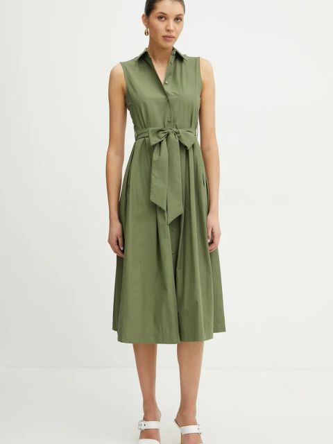 Silvian Heach sukienka PORDERO kolor zielony midi rozkloszowana GPP25450VE