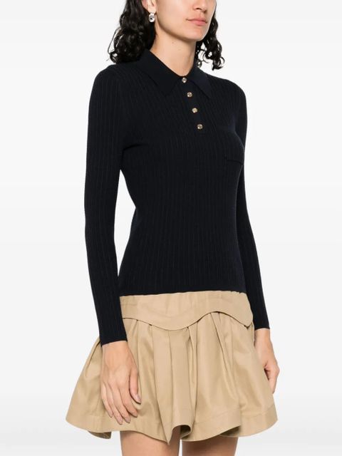 SANDRO knitted polo shirt - Blue - zdjęcie produktu nr 2