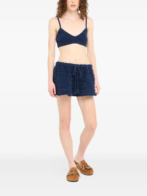 Alanui The Breath Of The Lagoon crochet tassel-detail mini skirt - Blue
