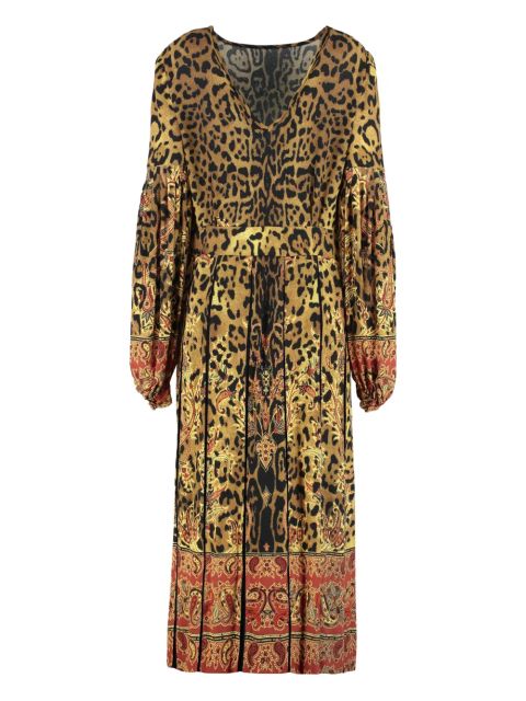 ETRO leopard-print pleated midi dress - Yellow - zdjęcie produktu nr 1