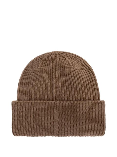 Max Mara Mmretina ribbed embroidered-initial beanie - Brown