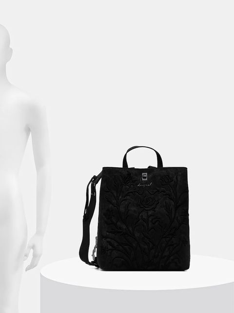 Desigual plecak ROMEO FLORAL TOTAL B damski kolor czarny duży z aplikacją 25WAKP06