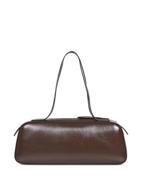 KHAITE Simona crackle patent elongated tote bag - Brown