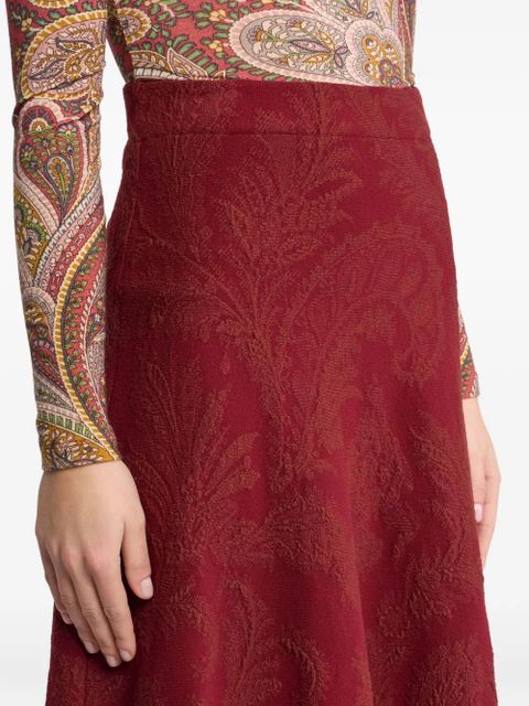 ETRO paisley-jacquard midi skirt - Red