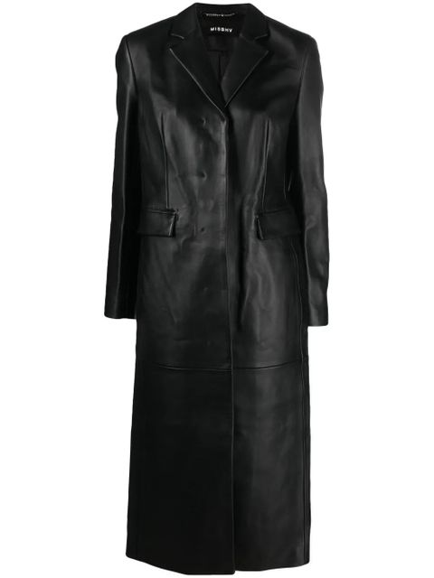 MISBHV single-breasted leather coat - Black - zdjęcie produktu nr 1
