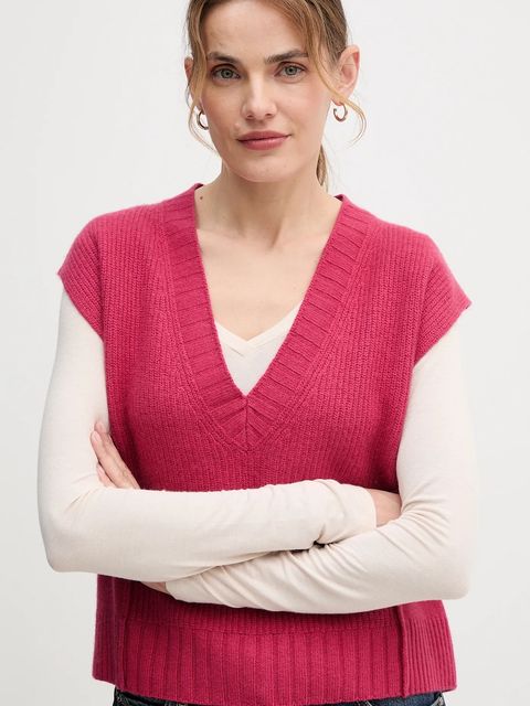 United Colors of Benetton kamizelka z dodatkiem wełny damski kolor różowy 126WD4033