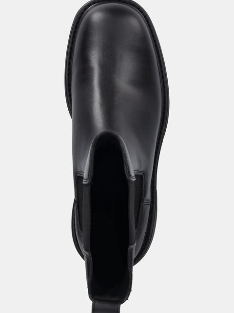 Calvin Klein sztyblety skórzane CHUNKY HIGH CHELSEA kolor czarny na płaskim obcasie YW0YW01909