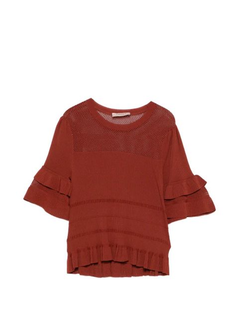 TWINSET ruffled knitted top - Brown - zdjęcie produktu nr 1