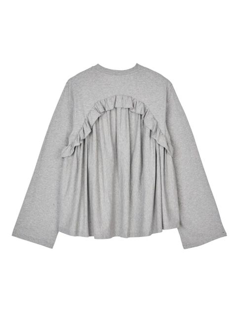 Cecilie Bahnsen Alva ruffled-detail T-shirt - Grey