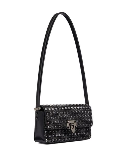 Valentino Garavani Rockstud23 E/W embroidered shoulder bag - Black