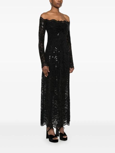 Rabanne sequin-embroidered lace maxi dress - Black