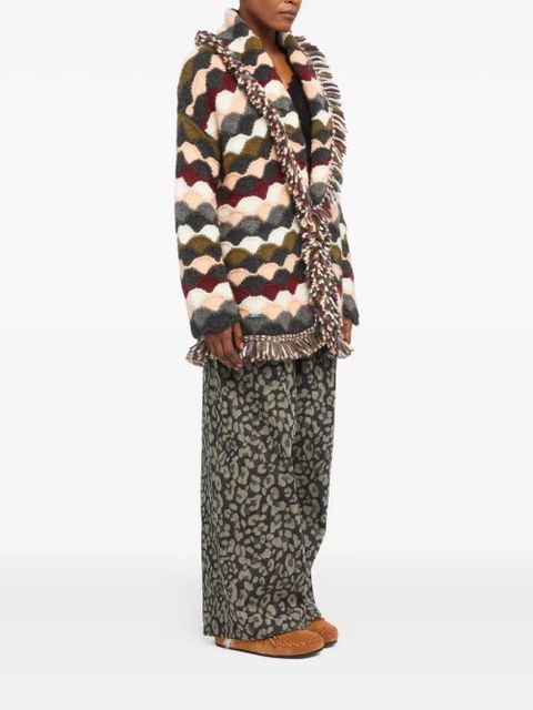 Alanui wave-pattern fringed cardigan - Green