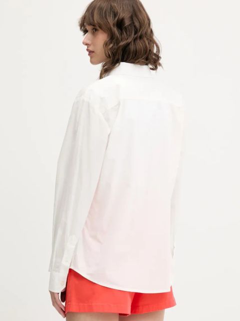 Tommy Jeans koszula bawełniana damska kolor biały relaxed z kołnierzykiem klasycznym DW0DW20290