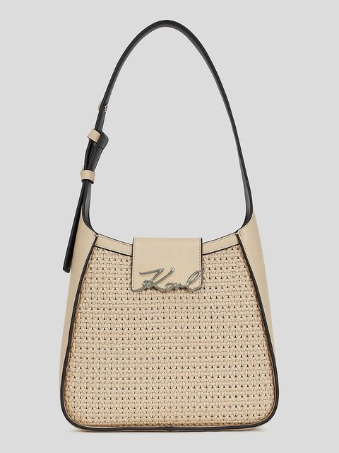 Karl Lagerfeld torebka skórzana K/SIGNATURE kolor beżowy A3W30048 - zdjęcie produktu nr 1