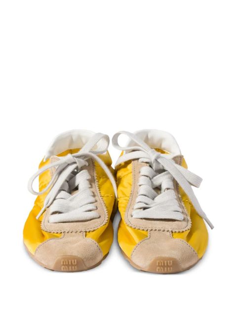 Miu Miu Plume technical fabric and suede sneakers - Yellow