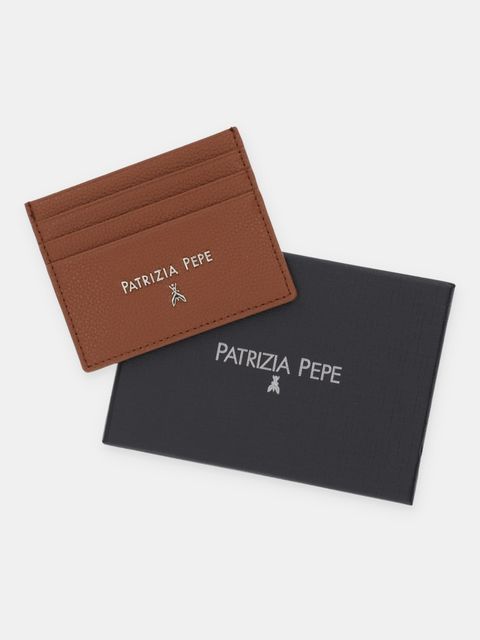 Patrizia Pepe etui na karty skórzane kolor brązowy CQ7001 L001