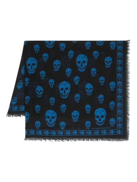 Alexander McQueen skull-print frayed scarf - Black - zdjęcie produktu nr 1
