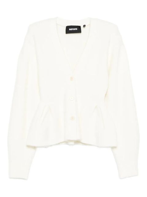 ROTATE BIRGER CHRISTENSEN peplum V-neck cardigan - White - zdjęcie produktu nr 1