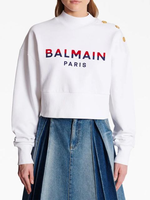 Balmain 3-Buttons logo-print cotton sweatshirt - White - zdjęcie produktu nr 2