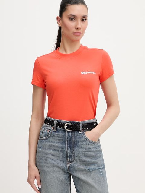 Karl Lagerfeld Jeans T-shirt damski bawełniany - zdjęcie produktu nr 2