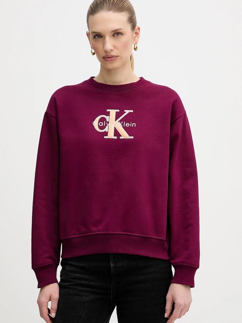 Calvin Klein Jeans bluza damska kolor fioletowy z aplikacją LV047E825G - zdjęcie produktu nr 1