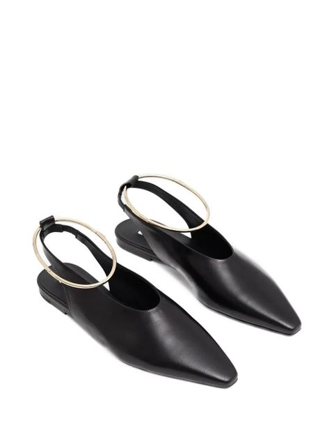 Jil Sander 35mm pointed-toe ring-detail ballet flats - Black - zdjęcie produktu nr 2