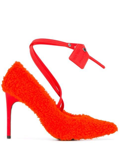 Off-White textured ankle-strap pumps - Orange - zdjęcie produktu nr 1