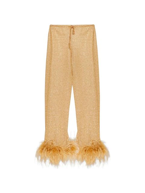 Oséree feather-trim trousers - Gold - zdjęcie produktu nr 1