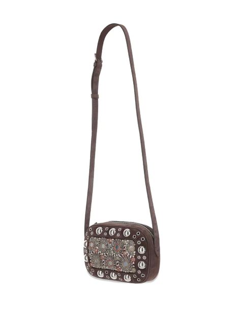 Valentino Garavani Nellcôte mirror-embellished stud-detailed shoulder bag - Brown - zdjęcie produktu nr 2