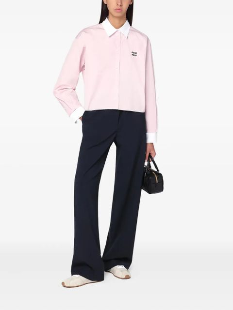 Miu Miu logo-patch trousers - Blue
