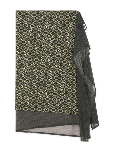DRIES VAN NOTEN geometric-pattern midi skirt - Green - zdjęcie produktu nr 1