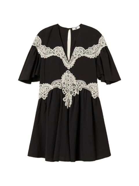 TWINSET lace V-neck mini dress - Black - zdjęcie produktu nr 1
