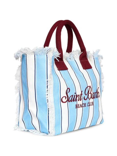 MC2 Saint Barth Vanity striped fringed beach bag - Blue