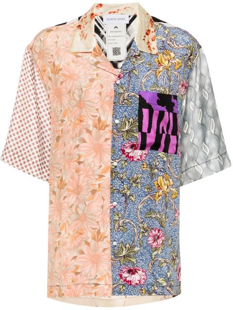 Marine Serre mix-print silk shirt - Neutrals - zdjęcie produktu nr 1