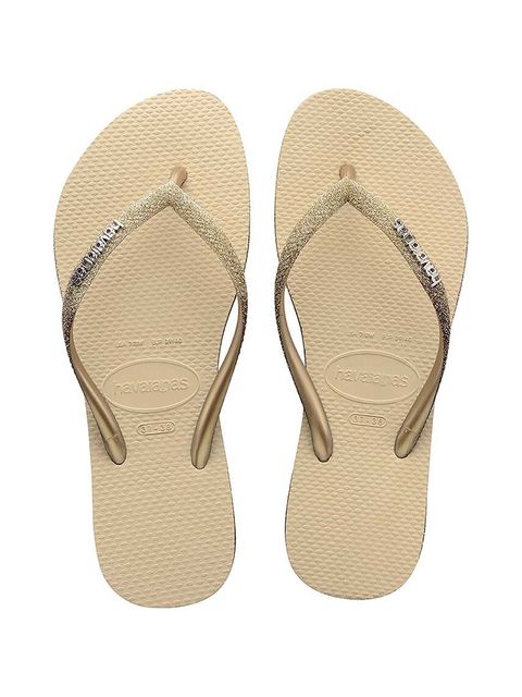 Havaianas japonki SLIM SPARKLE II damskie kolor beżowy na płaskim obcasie 4146093.0154