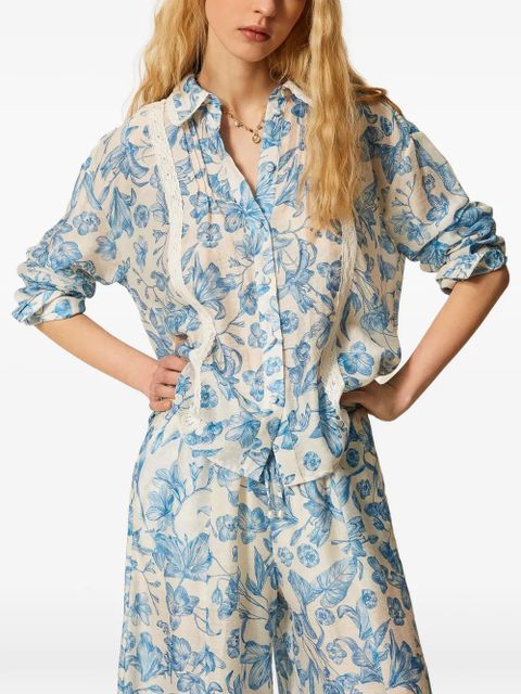 TWINSET floral-pattern laced shirt - Blue - zdjęcie produktu nr 2