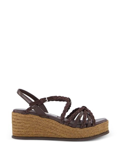 Jimmy Choo braided-leather wedge-heel sandals - Brown - zdjęcie produktu nr 2