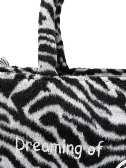 MC2 Saint Barth zebra print fringed tote bag - Black