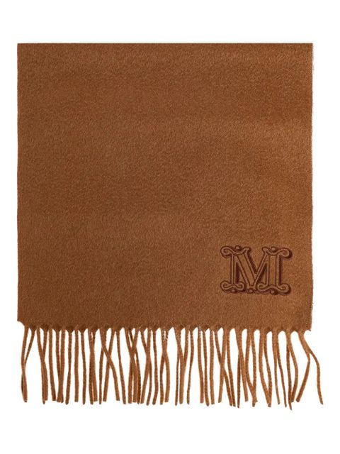 Max Mara logo-embroidered fringed-edge scarf - Brown - zdjęcie produktu nr 1