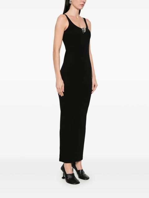 Blumarine floral-brooch maxi dress - Black